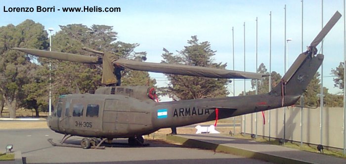 Helicopter Bell UH-1H Iroquois Serial 12255 Register 0876 69-16657 used by Comando de Aviacion Naval Argentina COAN (Argentine Navy) ,US Army Aviation Army. Aircraft history and location