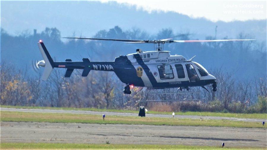 Helicopter Bell 407GXi Serial 54898 Register N71VA used by VSP (Virginia State Police) ,PAC International ,Bell Helicopter. Built 2020. Aircraft history and location