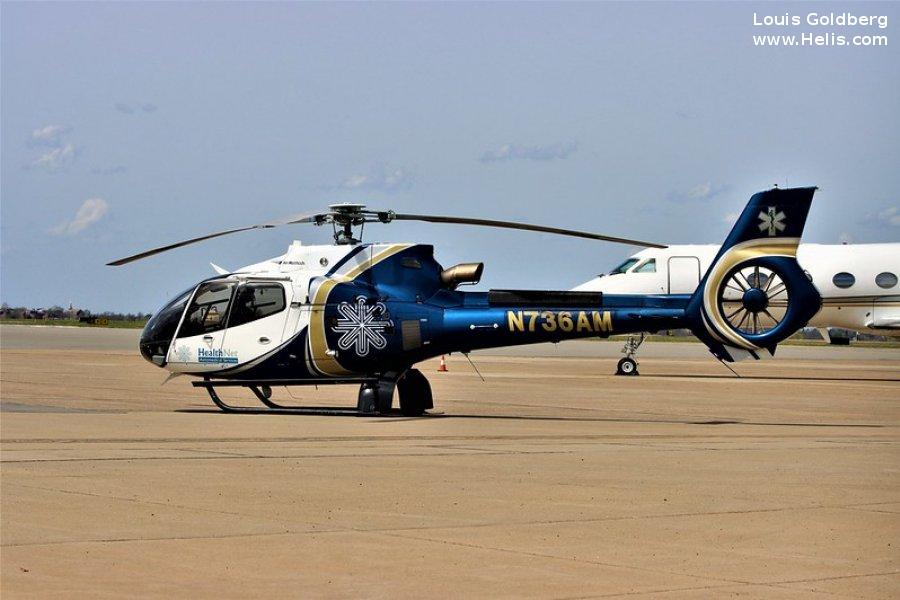 Helicopter Eurocopter EC130B4 Serial 7366 Register N736AM N130HN N588AM used by HealthNet (HealthNet Aeromedical Services) ,TVPX ,Air Methods ,American Eurocopter (Eurocopter USA). Built 2012. Aircraft history and location