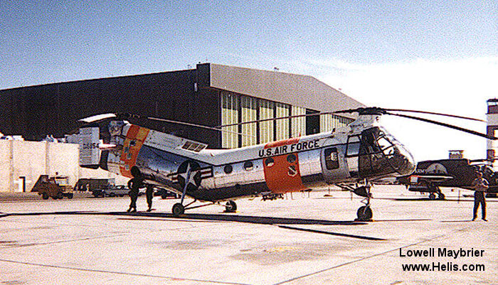 Helicopter Piasecki H-21B Serial B-1 Register 51-15854 used by US Air Force USAF. Aircraft history and location