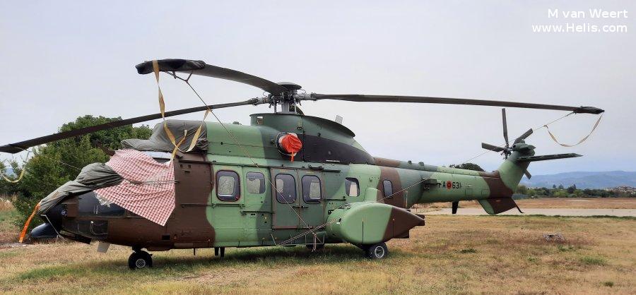 Helicopter Eurocopter AS532AL Cougar Serial 2807 Register FA-631 F-ZWDP used by Forca Ajrore Shqiptare FASH (Albanian Air Force) ,Eurocopter France. Aircraft history and location