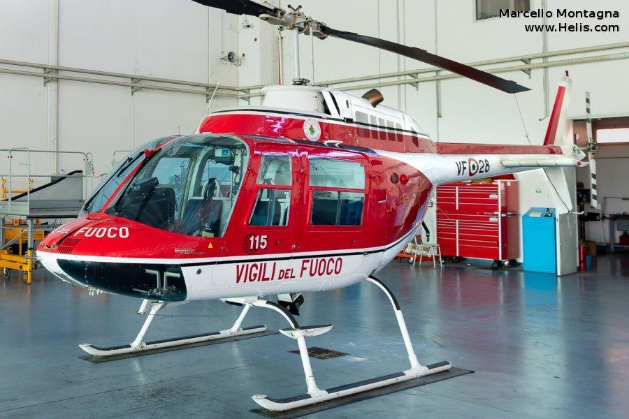 Helicopter Agusta AB206B Serial 8673 Register I-VFAP used by Vigili del Fuoco (Italian Firefighters). Built 1982. Aircraft history and location