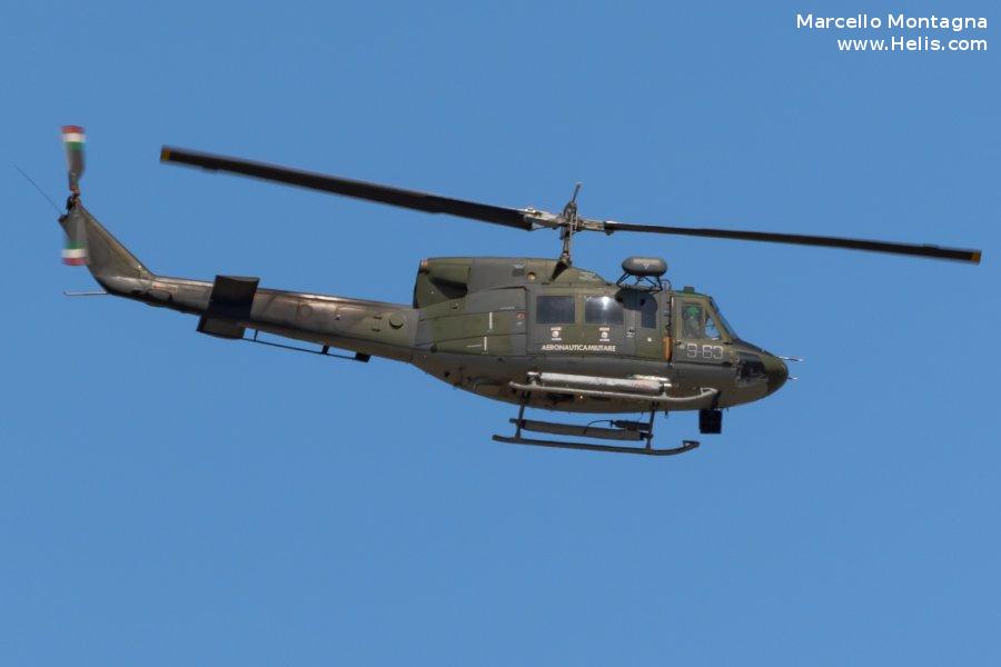 Helicopter Agusta AB212 ICO Serial 5820 Register MM81163 used by Aeronautica Militare Italiana AMI (Italian Air Force). Aircraft history and location