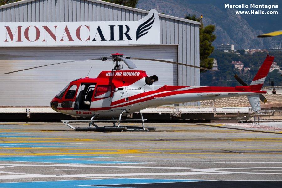 Helicopter Aerospatiale AS350B Ecureuil Serial 1794 Register 3A-MAX F-GMBN 3A-MFC F-GGSC 3A-MSC used by Heli Air Monaco. Built 1984. Aircraft history and location