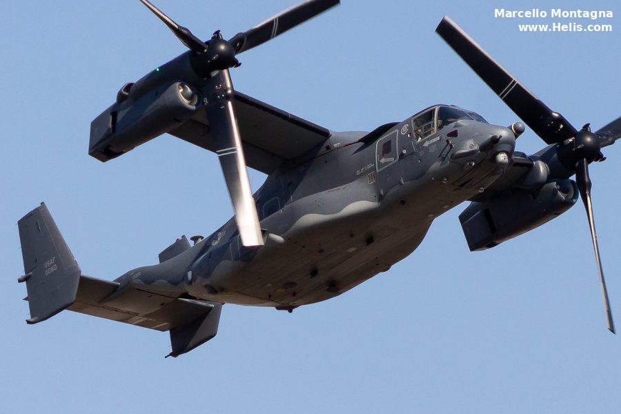 Helicopter Bell CV-22B Osprey Serial D1040 Register 11-0060 used by US Air Force USAF. Aircraft history and location