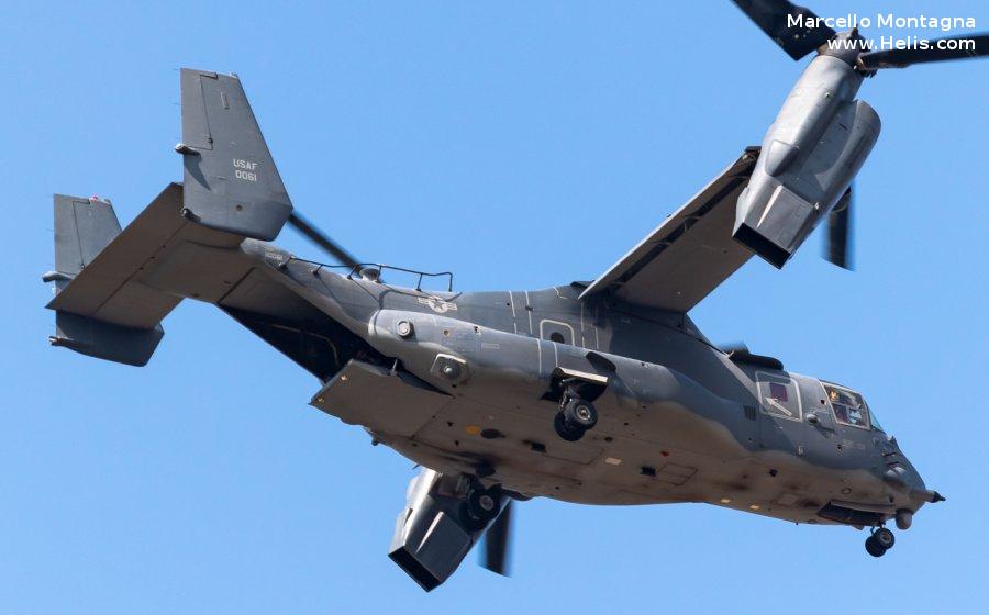 Helicopter Bell CV-22B Osprey Serial D1041 Register 11-0061 used by US Air Force USAF. Aircraft history and location