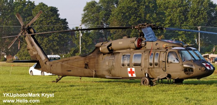 Helicopter Sikorsky UH-60A Black Hawk Serial 70-290 Register 81-23569 used by US Army Aviation Army. Aircraft history and location
