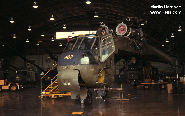 Helicopter Sikorsky CH-54B Tarhe Serial 64-074 Register N718HT NASA-539 69-18467 used by Helicopter Transport Services HTS ,NASA (National Aeronautics and Space Administration) ,US Army Aviation Army. Built 1969. Aircraft history and location