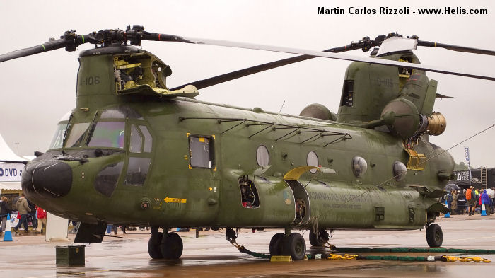 Helicopter Boeing CH-47D Chinook Serial M.4106 Register N616BV D-106 N7424E used by Billings Flying Service BFS ,Koninklijke Luchtmacht RNLAF (Royal Netherlands Air Force) ,Boeing Helicopters. Built 1998 Converted to Commercial CH-47. Aircraft history and location