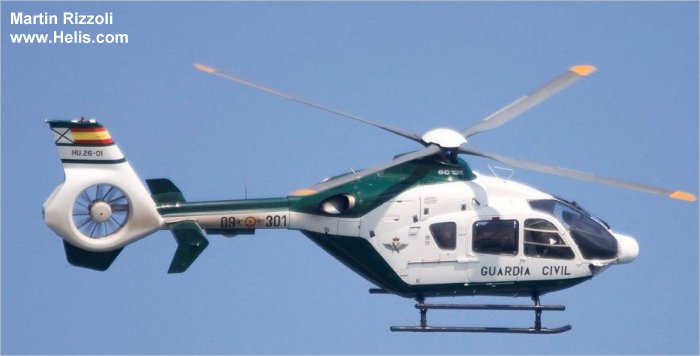 Helicopter Eurocopter EC135P2 Serial 0191 Register HU.26-01 G-79-06 D-HECV N476AE used by Guardia Civil (Spanish Civil Guard (Military Police)) ,Eurocopter UK ,Eurocopter Deutschland GmbH (Eurocopter Germany) ,American Eurocopter (Eurocopter USA). Aircraft history and location