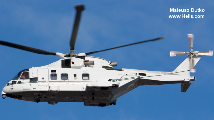 Helicopter AgustaWestland AW101 640 Serial 50239 Register HMH-1 ZR334 used by Saudi Ministry of Defense ,AgustaWestland UK. Aircraft history and location