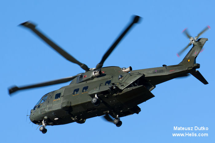 Helicopter AgustaWestland Merlin HC.3 Serial 50099 Register ZJ121 used by Fleet Air Arm RN (Royal Navy) ,Royal Air Force RAF. Built 2000. Aircraft history and location