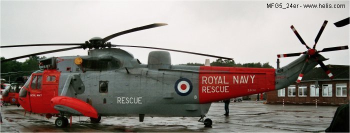 Helicopter Westland Sea King HAS.5 Serial wa 895 Register ZA134 used by Fleet Air Arm RN (Royal Navy). Built 1981. Aircraft history and location