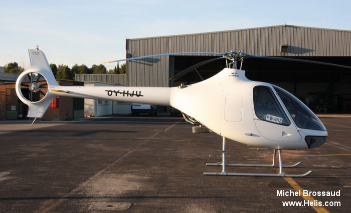 Helicopter Guimbal Cabri G2 Serial 1083 Register TC-HFC OY-HJU F-WWHZ used by Hélicoptères Guimbal. Built 2014. Aircraft history and location