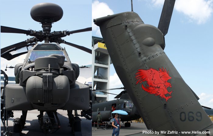 Helicopter Boeing AH-64D Apache Serial SN020 Register 069 used by Republic of Singapore Air Force RSAF. Aircraft history and location