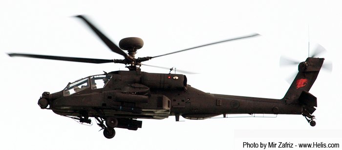 Helicopter Boeing AH-64D Apache Serial SN015 Register 064 used by Republic of Singapore Air Force RSAF. Aircraft history and location