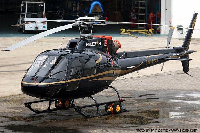 Helicopter Eurocopter AS350B2 Ecureuil Serial 4532 Register 9M-BSS used by Helistar. Aircraft history and location