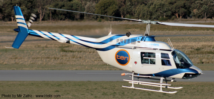 Helicopter Bell 206B-3 Jet Ranger Serial 3093 Register VH-BPB ZK-HWA used by Channel 10 Perth. Built 1980. Aircraft history and location