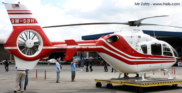 Helicopter Eurocopter EC135P2 Serial 0289 Register N61VS 9M-DBH. Built 2003. Aircraft history and location