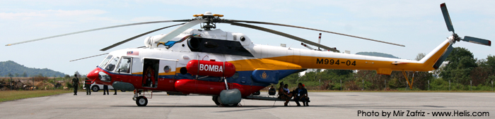 Helicopter Mil Mi-17-1V Serial 59489619396 Register M994-04 used by Jabatan Bomba dan Penyelamat Malaysia JBPM  (Malaysian Fire and Rescue Department). Aircraft history and location