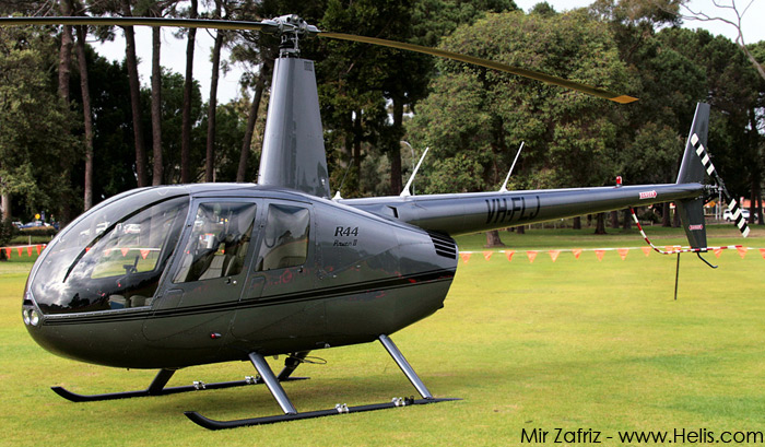 Helicopter Robinson R44 Raven II Serial 12387 Register VH-FLJ used by Dash Helicopters. Built 2008. Aircraft history and location