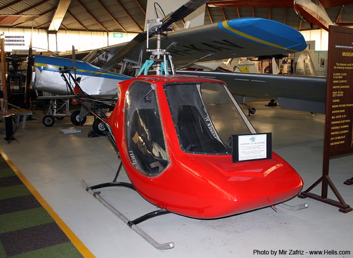 Helicopter Rotorway Scorpion II Serial 12323 Register  used by Aviation Heritage Museum. Built 1978. Aircraft history and location