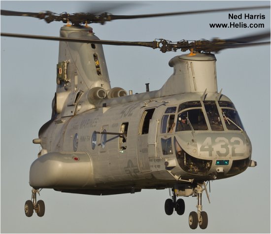 Helicopter Boeing-Vertol CH-46F Serial 2467 Register 154860 used by US Marine Corps USMC. Built 1968. Aircraft history and location