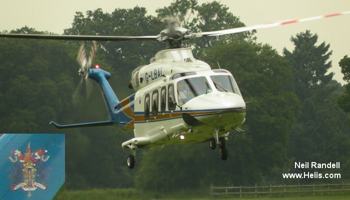 Helicopter AgustaWestland AW139 Serial 31421 Register G-LBAL. Built 2012. Aircraft history