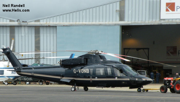 Helicopter Sikorsky S-76B Serial 760399 Register N208S N2TS G-VONB G-POAH used by Von Essen Aviation ,PremiAir Aviation Services ,P&O. Built 1992. Aircraft history and location