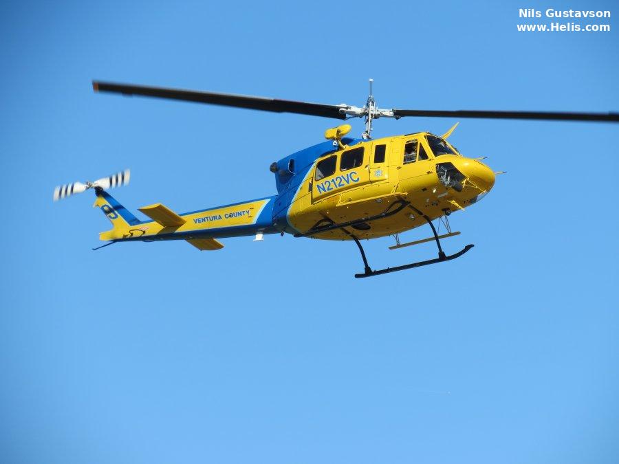 Helicopter Bell 212 Serial 30693 Register N212VC N9014D XC-BAJ used by VCSD (Ventura County Aviation Unit) ,Gobierno de Mexico (Mexico Government). Built 1975. Aircraft history and location