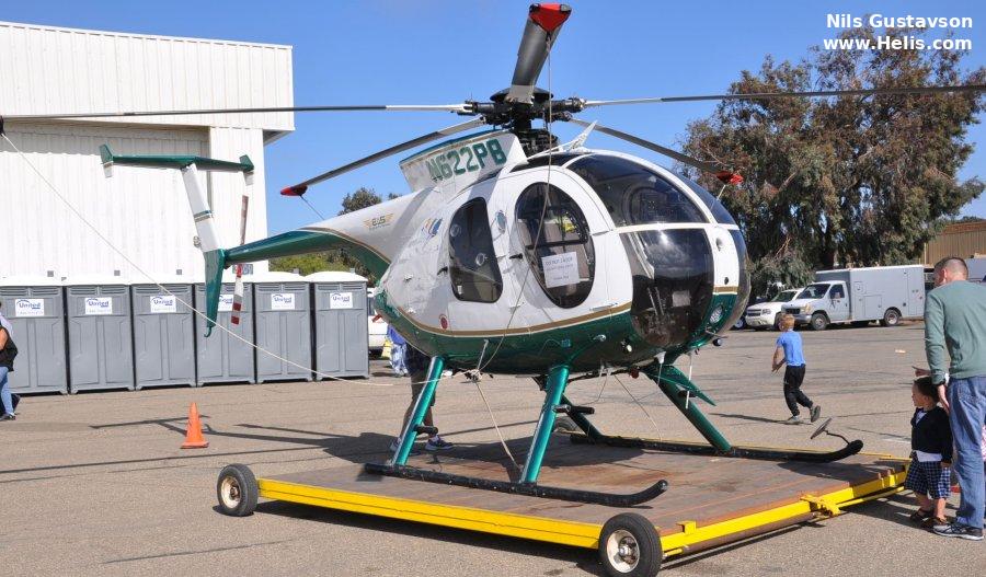 Helicopter Hughes 369D / 500D Serial 880318D Register N622PB. Built 1978. Aircraft history and location