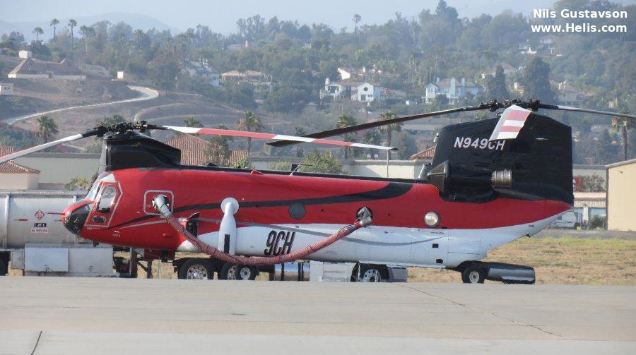 Helicopter Boeing CH-47D Chinook Serial M.3357 Register N949CH 90-00205 used by Helimax Aviation ,CHI Aviation (Construction Helicopters Inc) ,US Army Aviation Army. Aircraft history and location