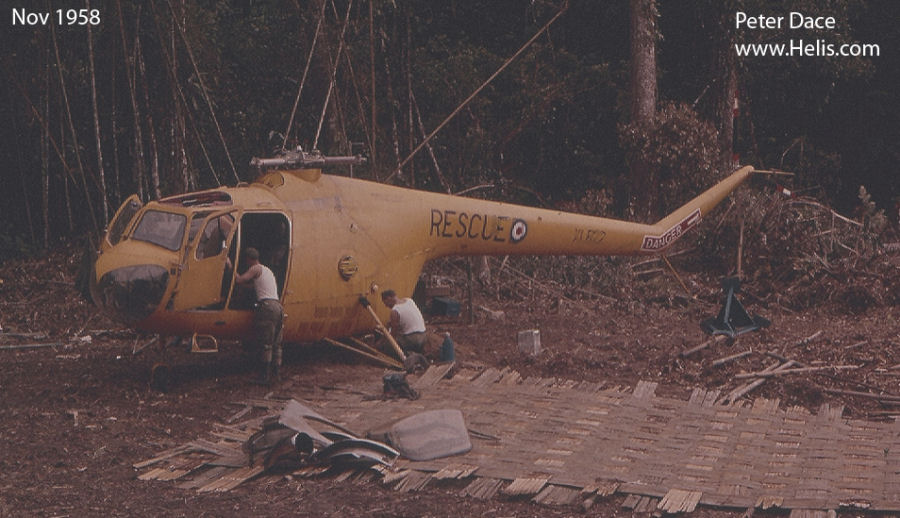 Helicopter Bristol Sycamore 4 Serial 13438 Register XL822 used by Royal Air Force RAF. Built 1957. Aircraft history and location