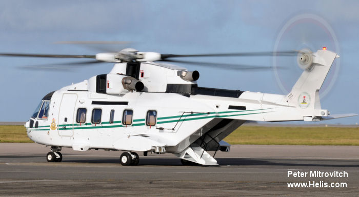 Helicopter AgustaWestland AW101 641 Serial 50252 Register NAF-281 ZR345 used by Nigerian Air Force ,AgustaWestland UK. Aircraft history and location