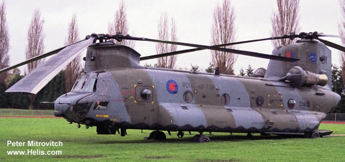Helicopter Boeing-Vertol CH-47C Chinook Serial b-831 Register ZA682 N37029 used by Royal Air Force RAF ,Boeing Helicopters. Aircraft history and location