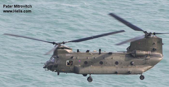 Helicopter Boeing CH-47D Chinook Serial M.7009 Register ZA675 used by Royal Air Force RAF. Aircraft history and location
