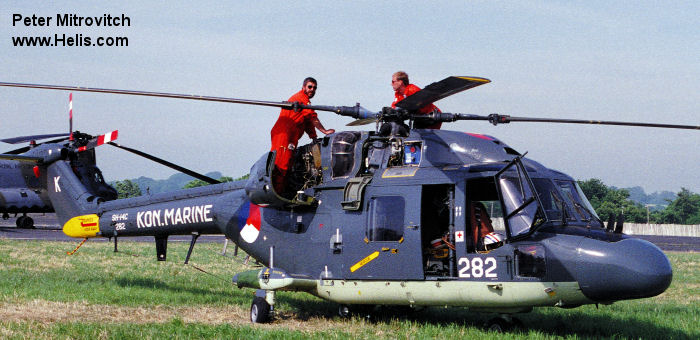 Helicopter Westland Lynx Mk81 Serial 215 Register 282 G-17-31 used by Marine Luchtvaartdienst (Royal Netherlands Navy) ,Westland. Built 1981. Aircraft history and location