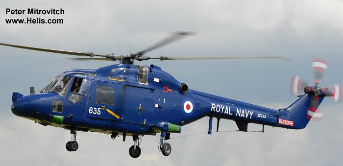 Helicopter Westland Lynx HAS2 Serial 010 Register XZ233 used by Fleet Air Arm RN (Royal Navy). Built 1977. Aircraft history and location