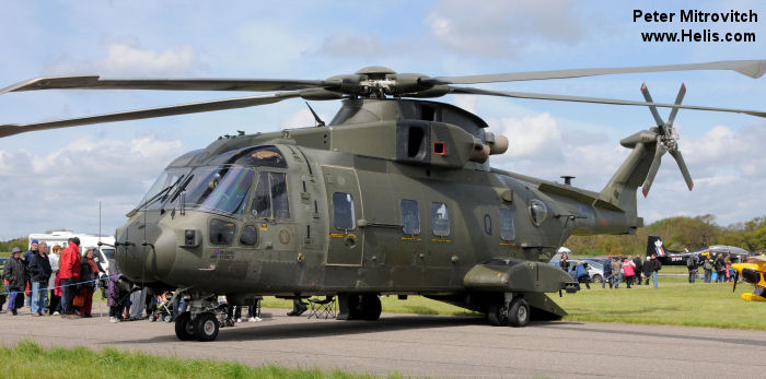 Helicopter AgustaWestland Merlin HC.3 Serial 50177 Register ZJ132 used by Fleet Air Arm RN (Royal Navy) ,Royal Air Force RAF. Built 2001. Aircraft history and location