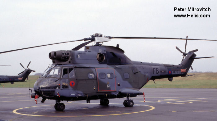 Helicopter Aerospatiale SA330E Puma Serial 1054 Register XW201 used by Royal Air Force RAF. Aircraft history and location
