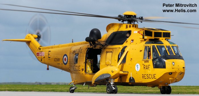 Helicopter Westland Sea King HAR.3 Serial wa 855 Register XZ589 used by Royal Air Force RAF. Built 1978. Aircraft history and location
