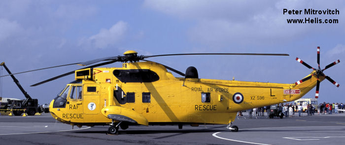 Helicopter Westland Sea King HAR.3 Serial wa 862 Register XZ596 used by Royal Air Force RAF. Built 1978. Aircraft history and location