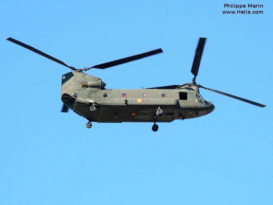 Helicopter Boeing CH-47D Chinook Serial MA.902 Register HT.17-15 used by Fuerzas Aeromóviles del Ejército de Tierra FAMET (Spanish Army Aviation). Aircraft history and location