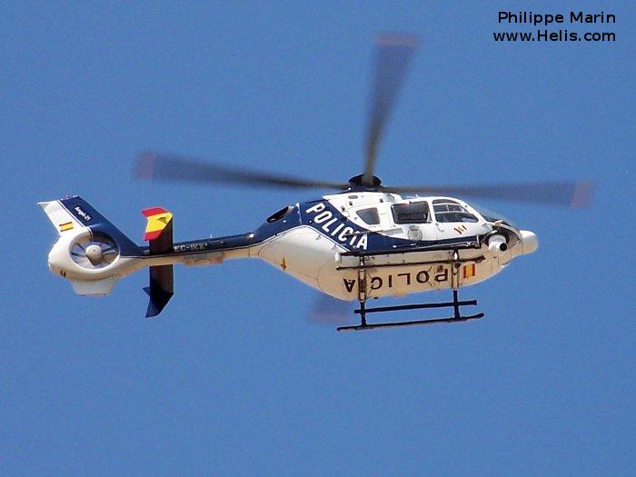 Helicopter Eurocopter EC135P2 Serial 0222 Register EC-IKX N470AE used by Cuerpo Nacional de Policia CNP (National Police Corps) ,American Eurocopter (Eurocopter USA). Aircraft history and location