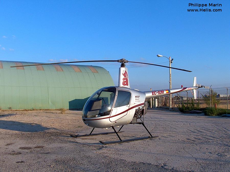 Helicopter Robinson R22 Beta II Serial 2802 Register EC-IUM CS-HEF used by HeliBravo. Built 1998. Aircraft history and location