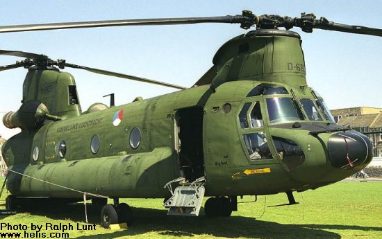 Helicopter Boeing CH-47D Chinook Serial M.3665 Register D-665 used by Koninklijke Luchtmacht RNLAF (Royal Netherlands Air Force). Built 1995. Aircraft history and location