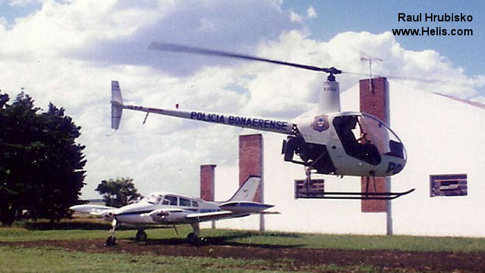 Helicopter Robinson R22 Beta Serial 2284 Register LQ-BJO used by Policias Provinciales (Argentine Provinces Police Units). Built 1993. Aircraft history and location