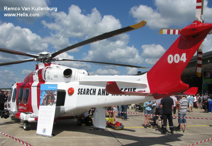 Helicopter AgustaWestland AW139 Serial 31542 Register SE-JRK used by Sjöfartsverket (Swedish Maritime Administration). Built 2014. Aircraft history and location