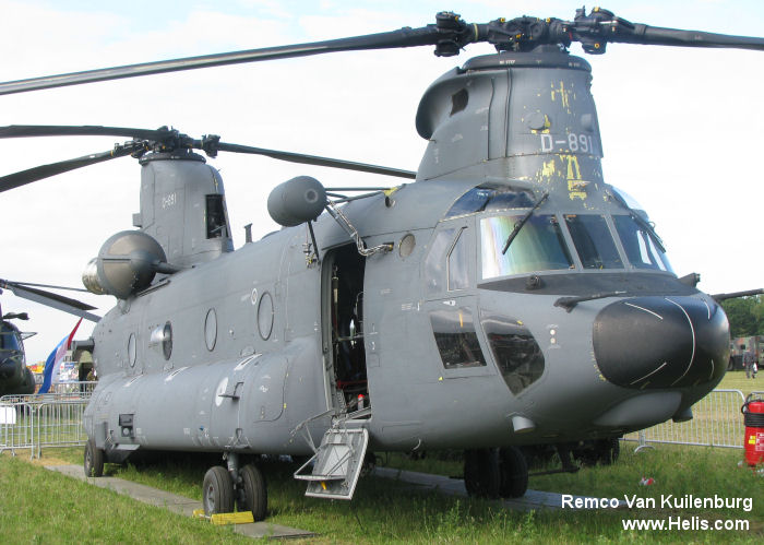 Helicopter Boeing CH-47F Chinook Serial M.8891 Register D-891 used by Koninklijke Luchtmacht (Royal Netherlands Air Force). Aircraft history and location