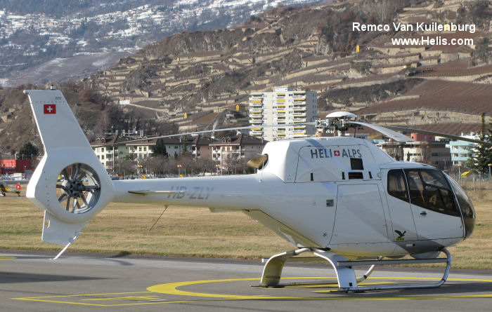 Helicopter Eurocopter EC120B Serial 1551 Register HB-ZLY I-MTOO F-GIDX used by Heli-Alps SA. Built 2008. Aircraft history and location